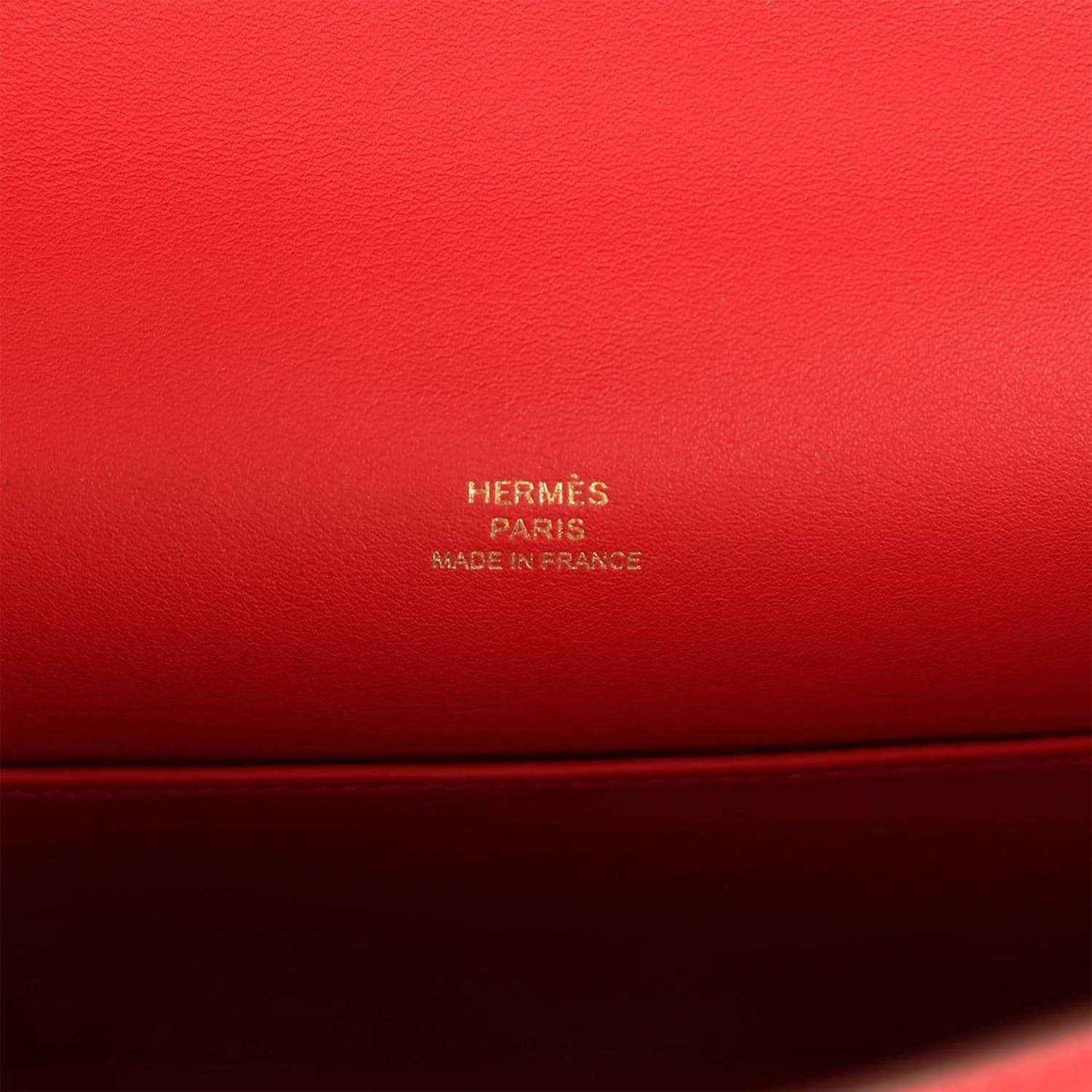 Hermès Paris, Made in France stamp on red leather pochette