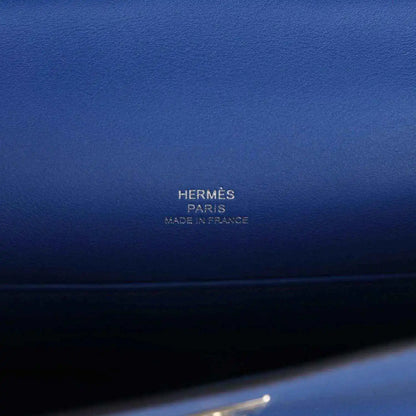 Hermes stamp on royal blue leather: Hermes Paris, Made in France