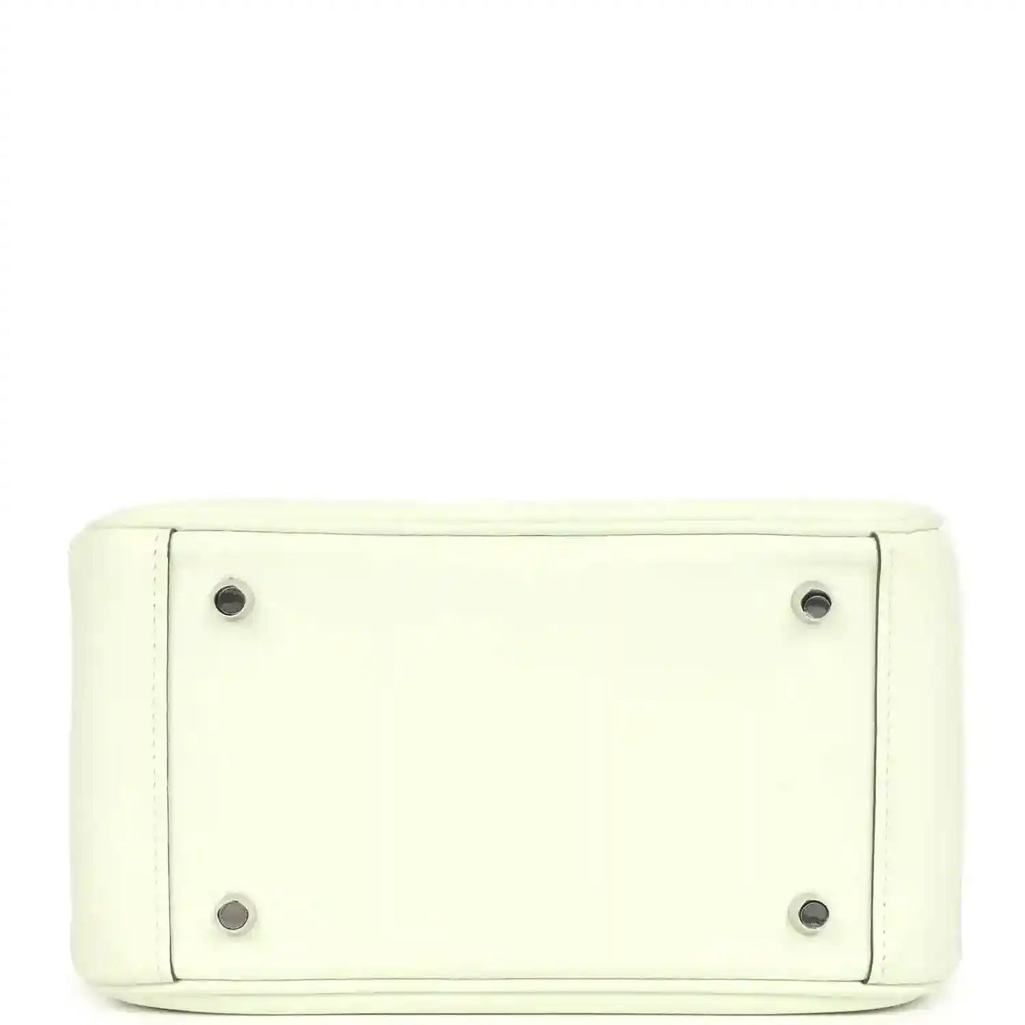 Mini Lindy bag base in light pale green leather with four metal feet