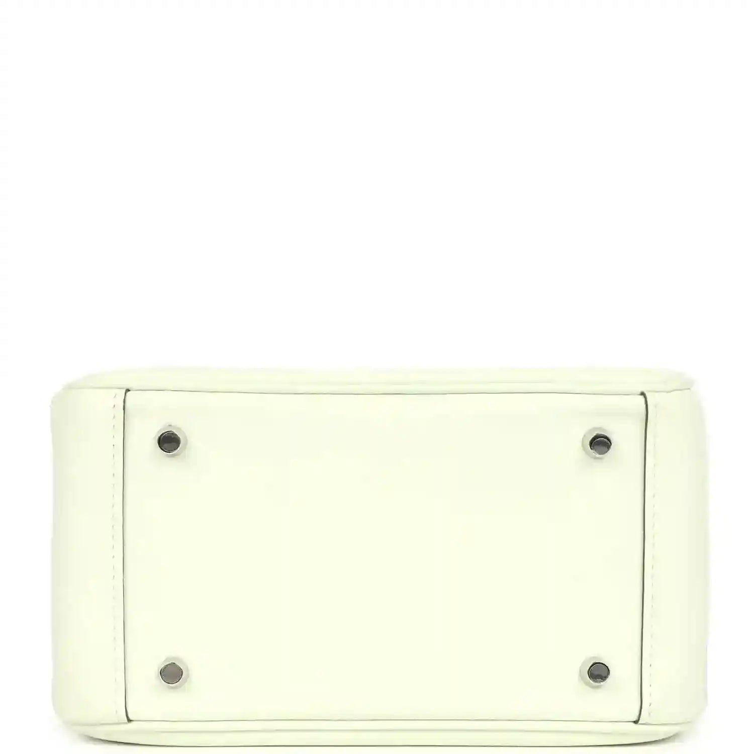 Mini Lindy bag base in light pale green leather with four metal feet