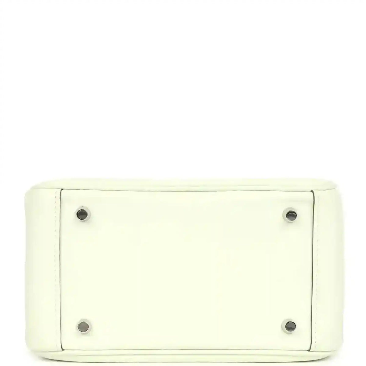 Mini Lindy bag base in light pale green leather with four metal feet