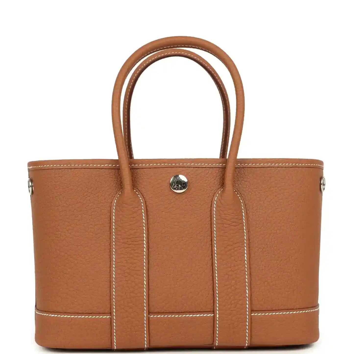 Hermes Garden Party Neo 23 tote bag, gold-toned leather with top handles and central front panel