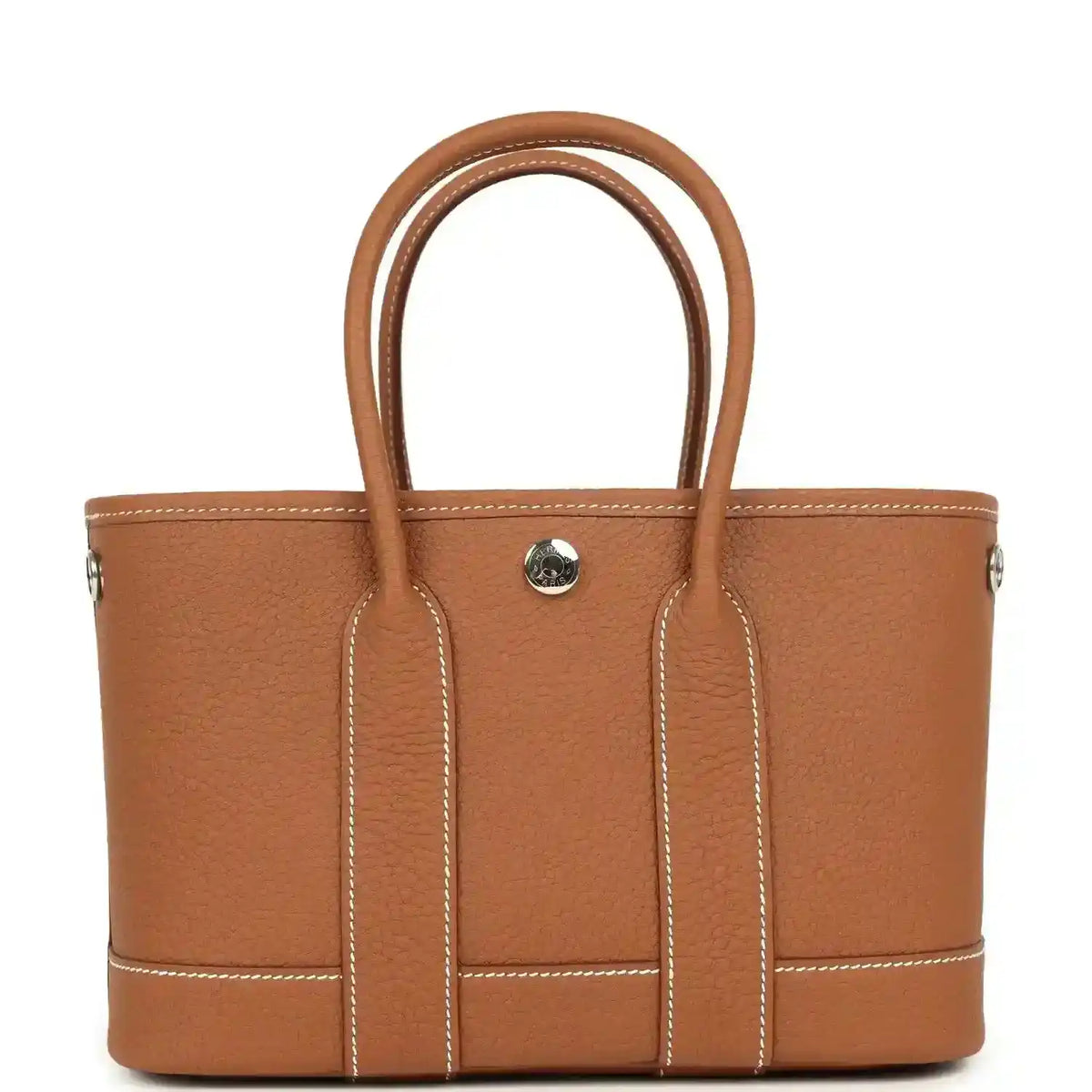 Hermes Garden Party Neo 23 tote bag, gold-toned leather with top handles and central front panel