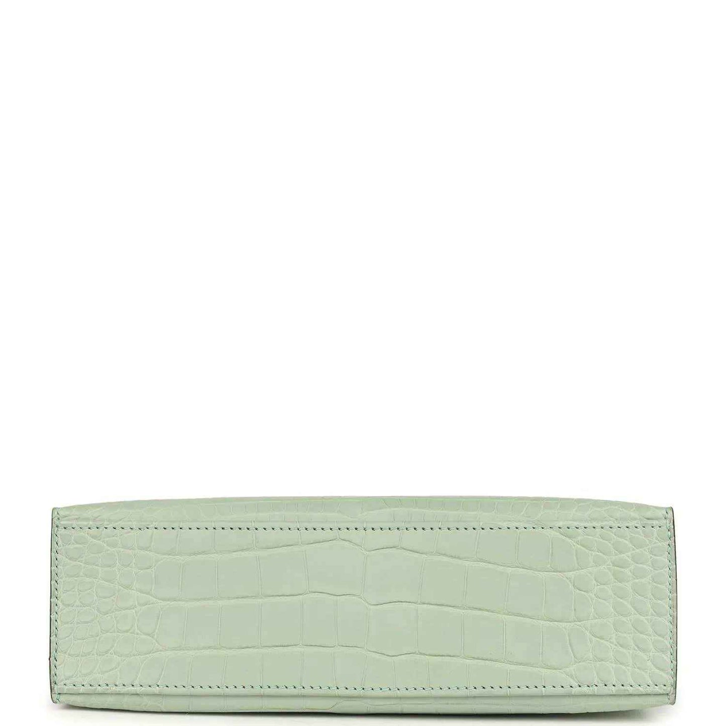 Mint green alligator-style pochette base with stitched edge