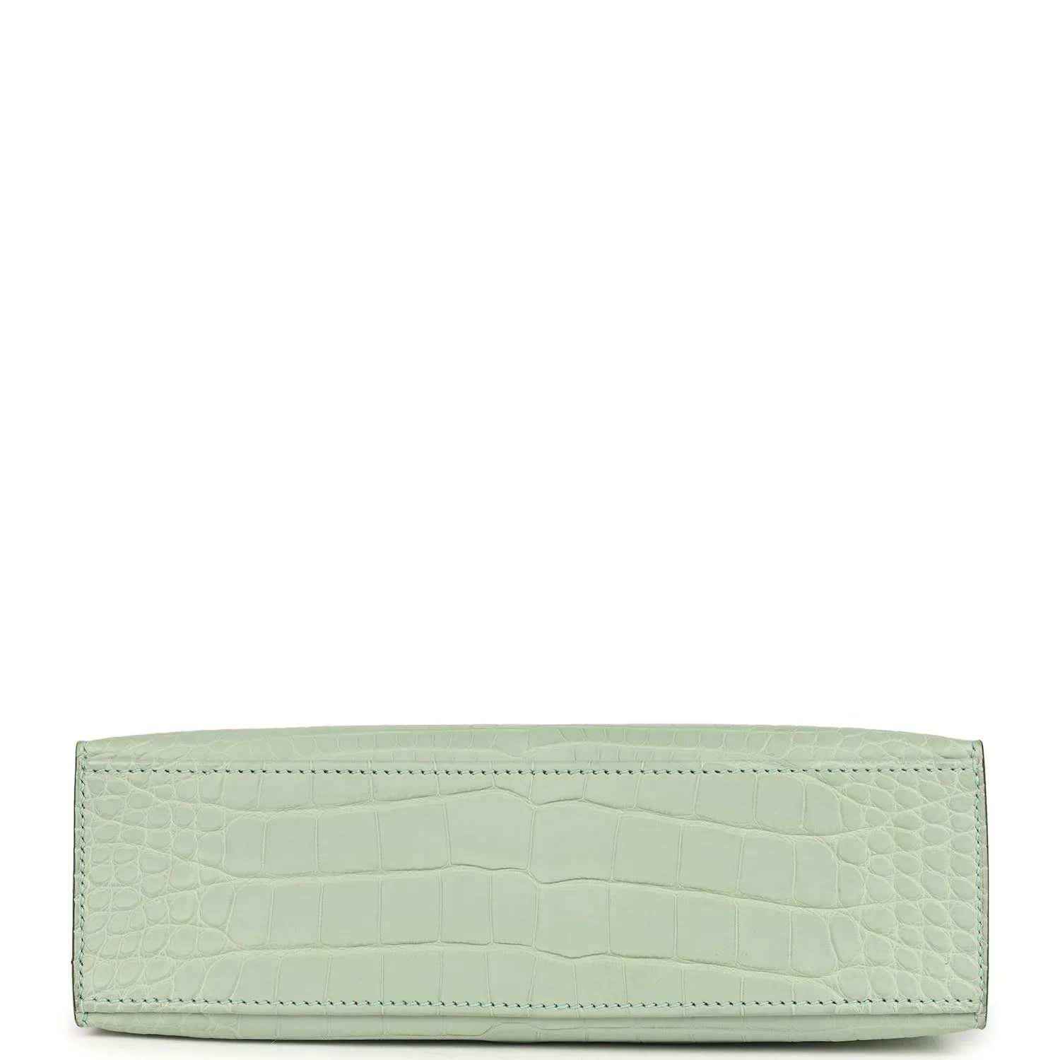 Mint green alligator-style pochette base with stitched edge