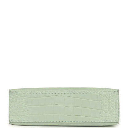 Mint green alligator-style pochette base with stitched edge