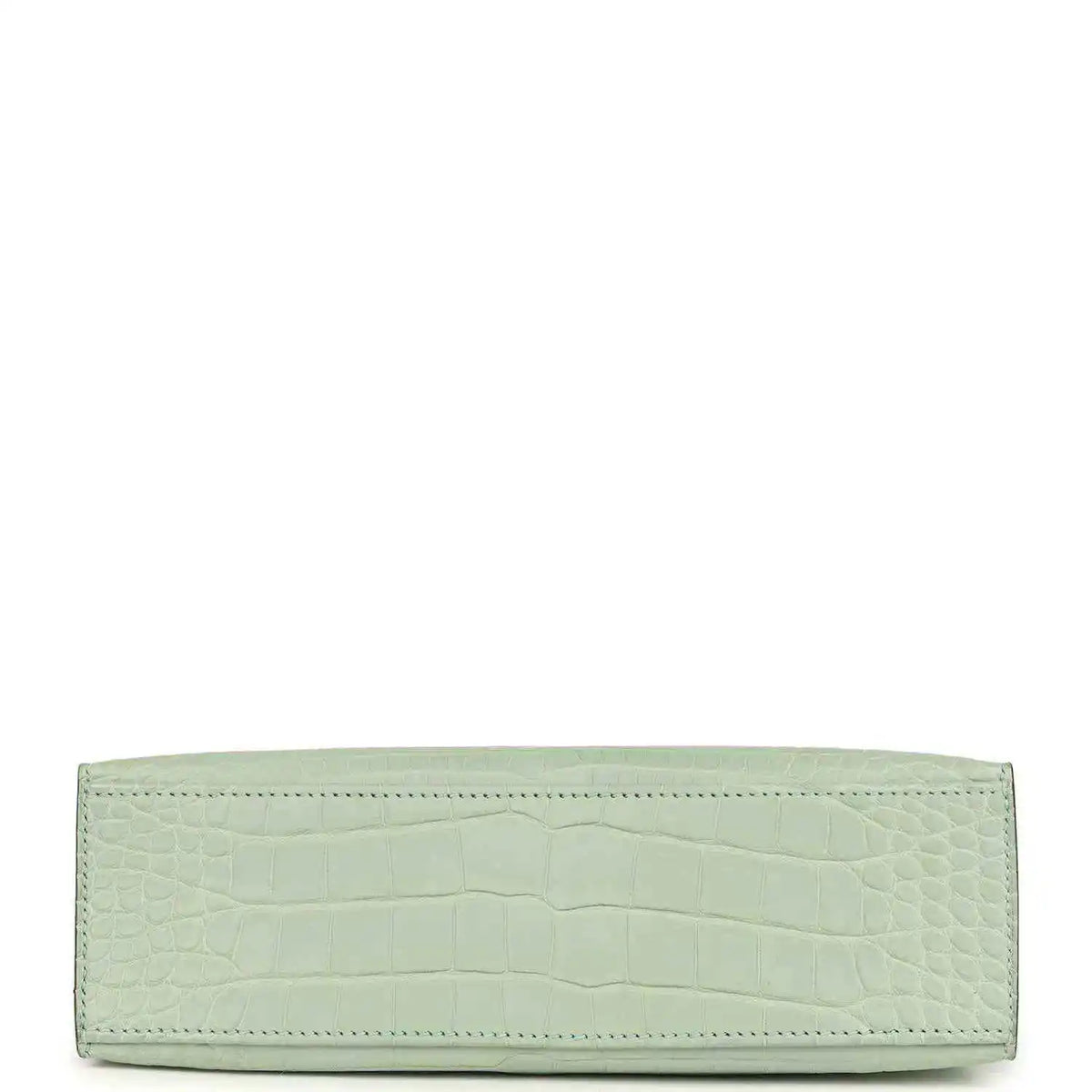 Mint green alligator-style pochette base with stitched edge
