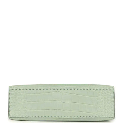 Mint green alligator-style pochette base with stitched edge