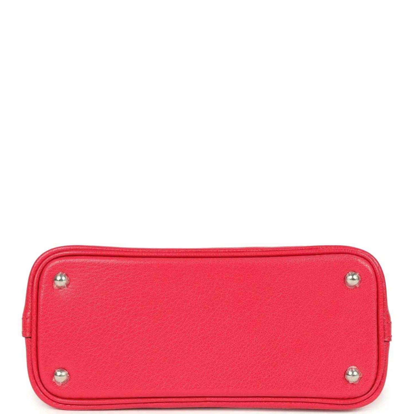 Hermes mini Bolide red leather top with zipper and four silver-tone corner studs