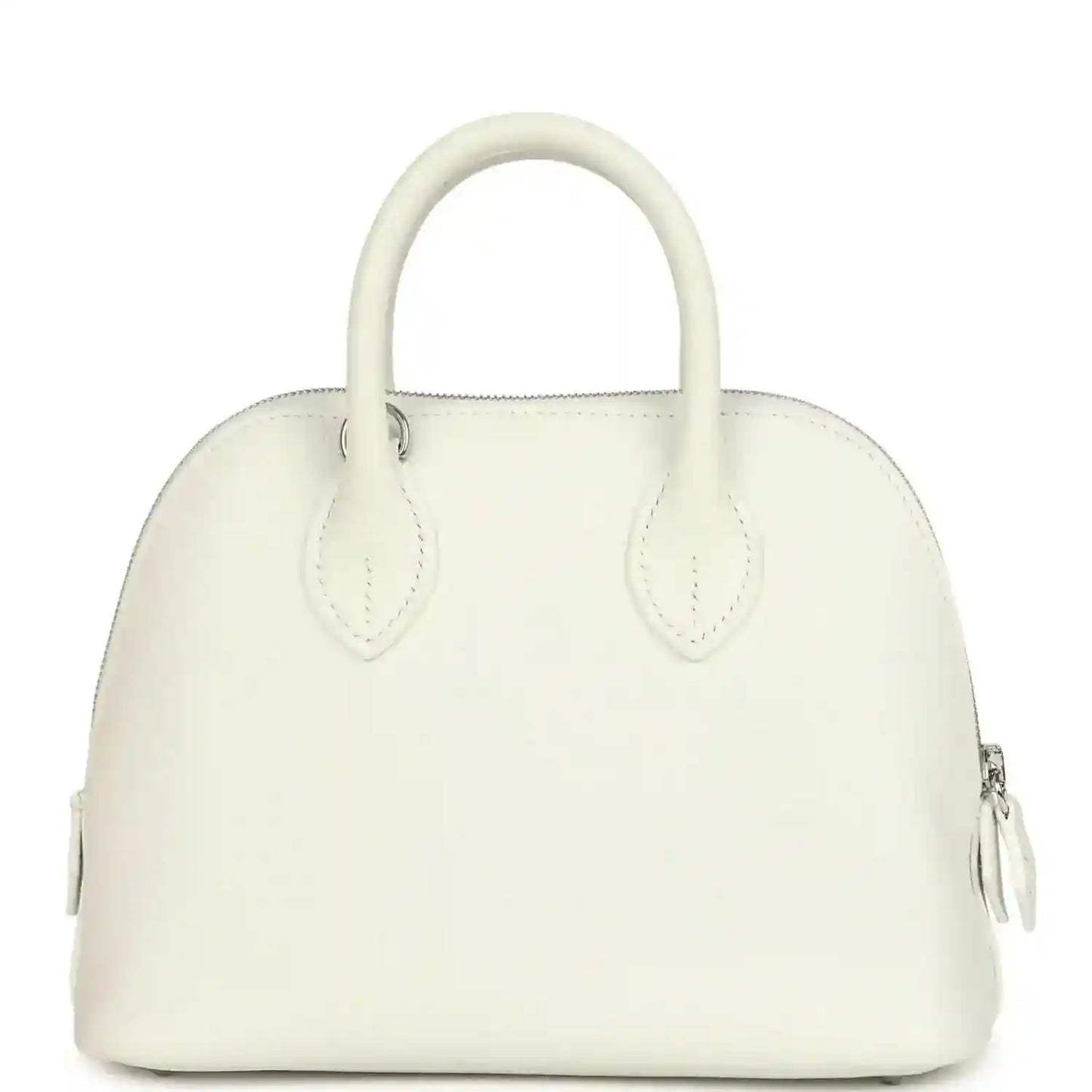 Hermes white mini Bolide bag with top handles and two embossed front loops