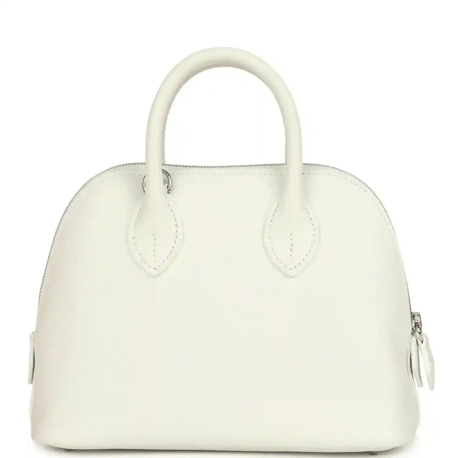 Hermes white mini Bolide bag with top handles and two embossed front loops