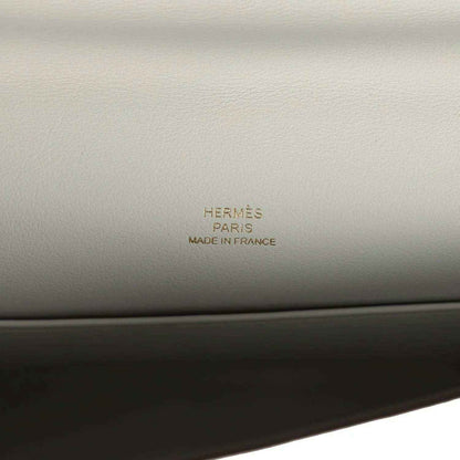 Light gray Swift leather pochette interior with HERMÈS PARIS stamp and made in France