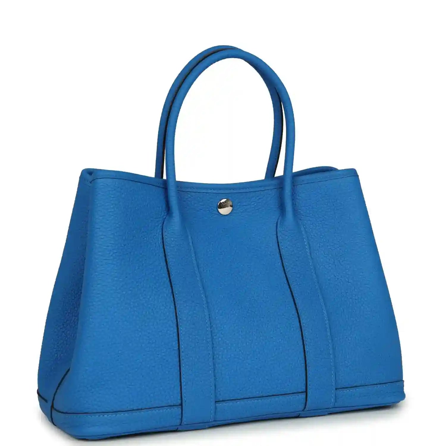 Blue leather Garden Party 30 tote bag with structured sides and top handles