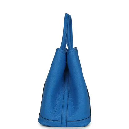 Blue leather Garden Party 30 tote bag with dual shoulder straps and side seams