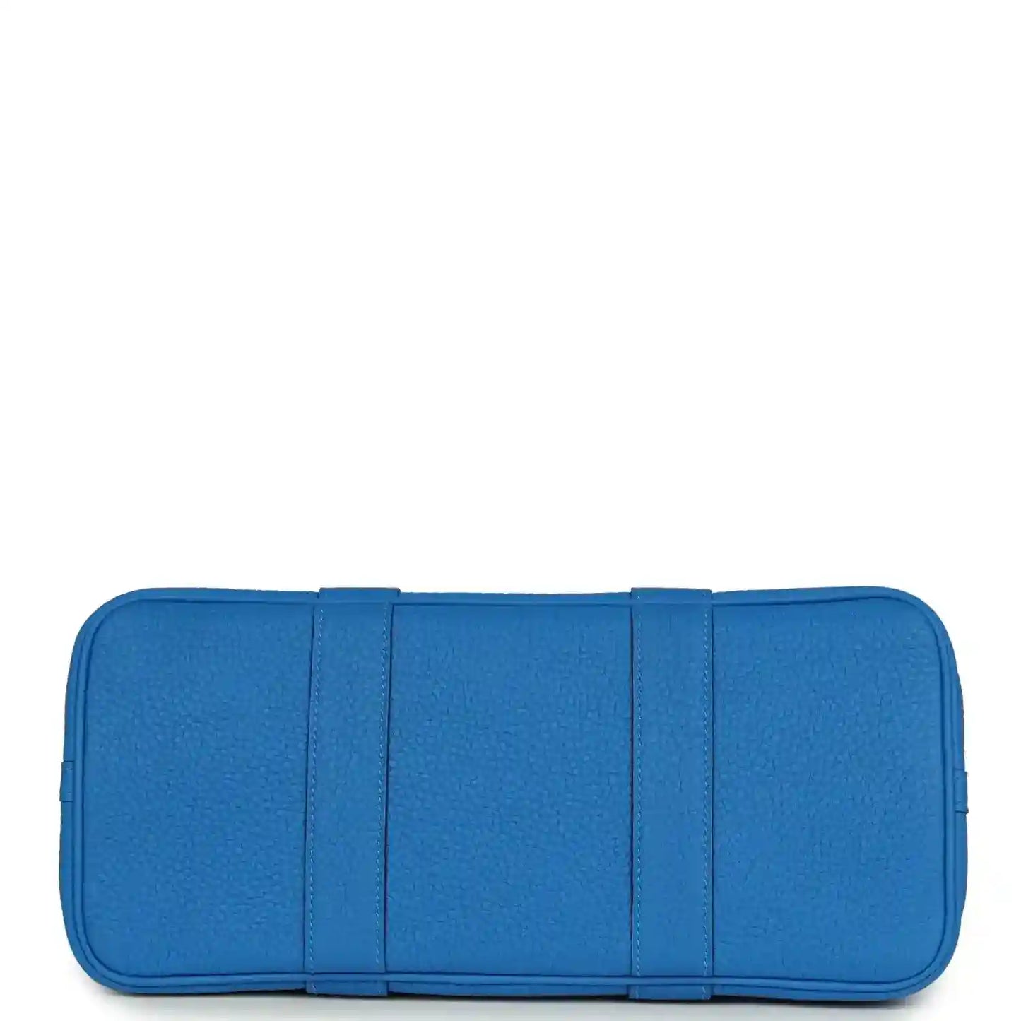 Blue leather Garden Party 30 tote bag base panel with stitched strip details