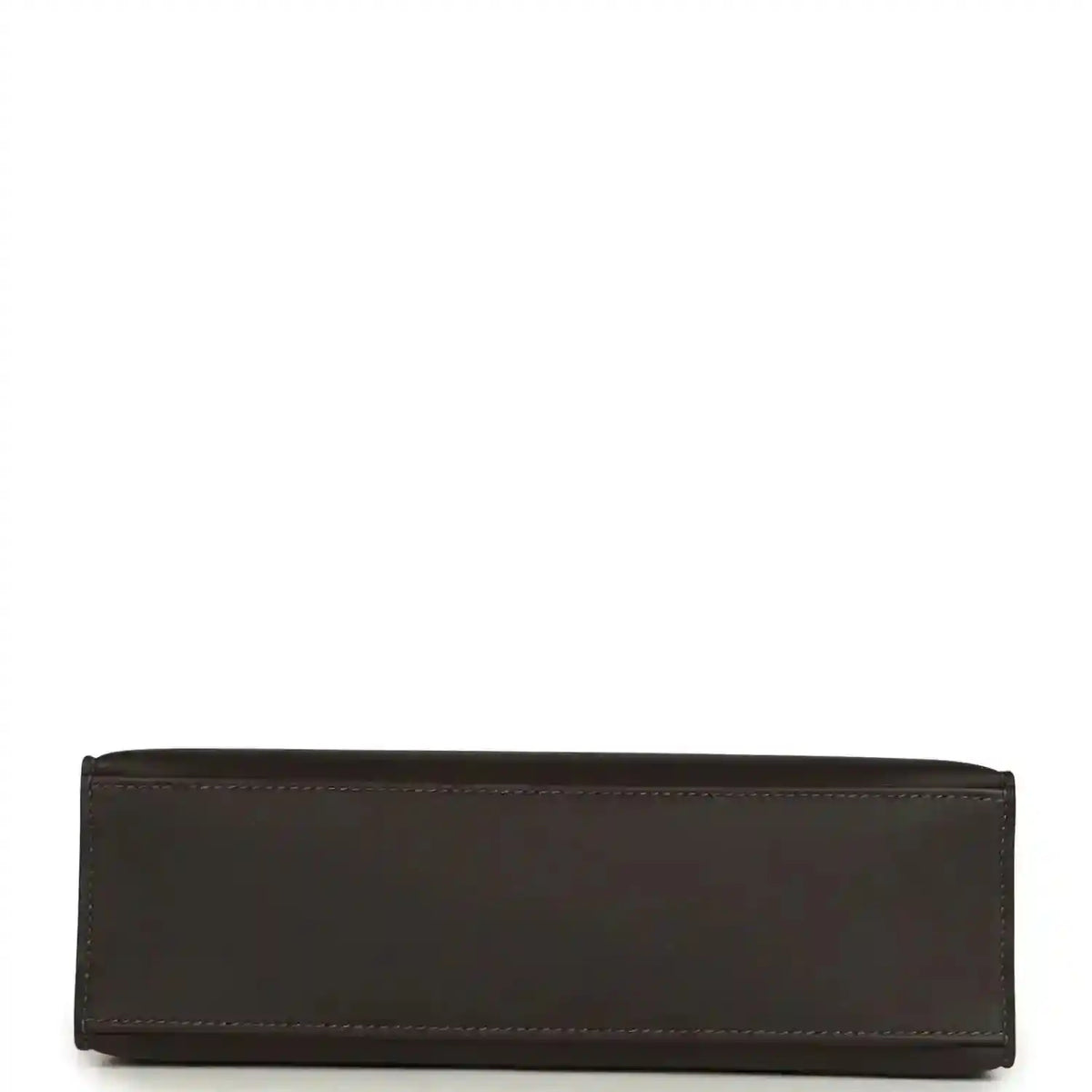Dark brown leather pochette base with stitched trim and straight edge