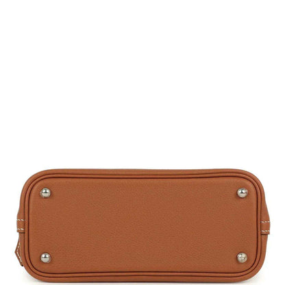 Mini Bolide handbag with brown leather base and four silver feet