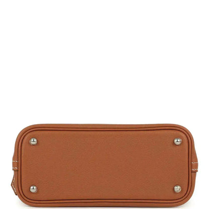 Mini Bolide handbag with brown leather base and four silver feet