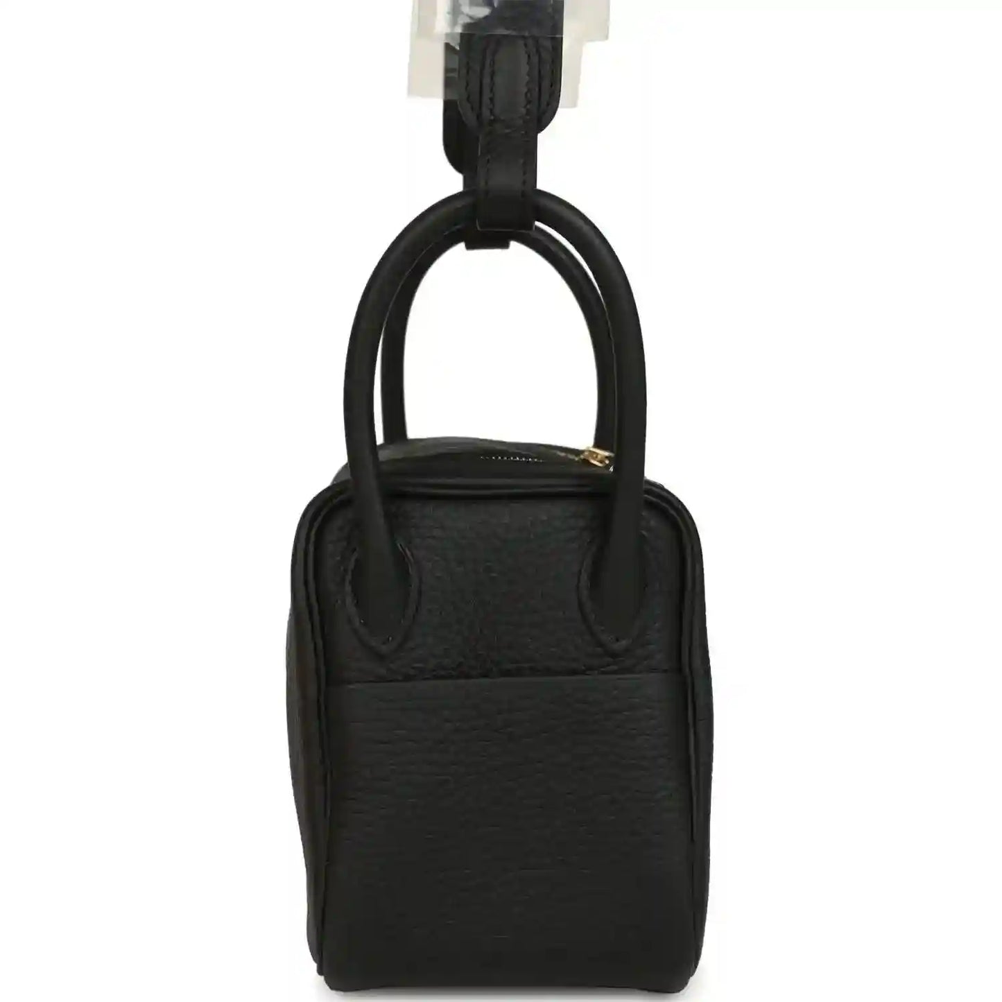 Hermes Mini Lindy II mini bag in black textured leather with top handle and compact silhouette