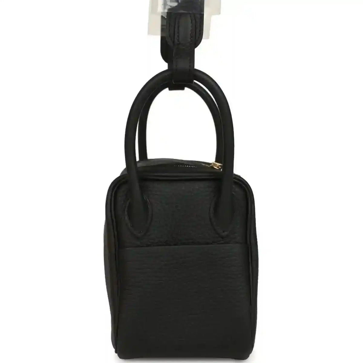 Hermes Mini Lindy II mini bag in black textured leather with top handle and compact silhouette