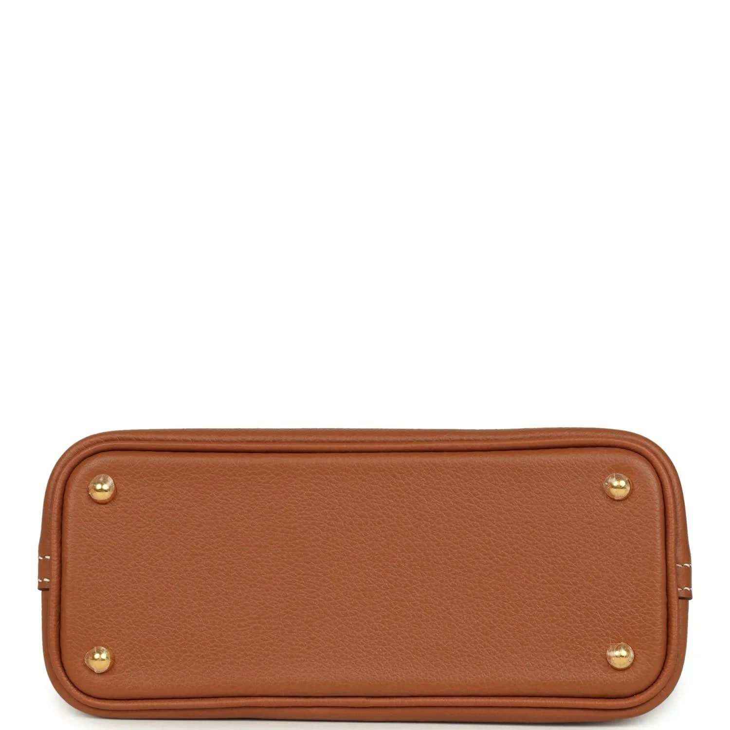 Hermes Bolide mini bag brown leather zip pouch with gold-tone corner studs