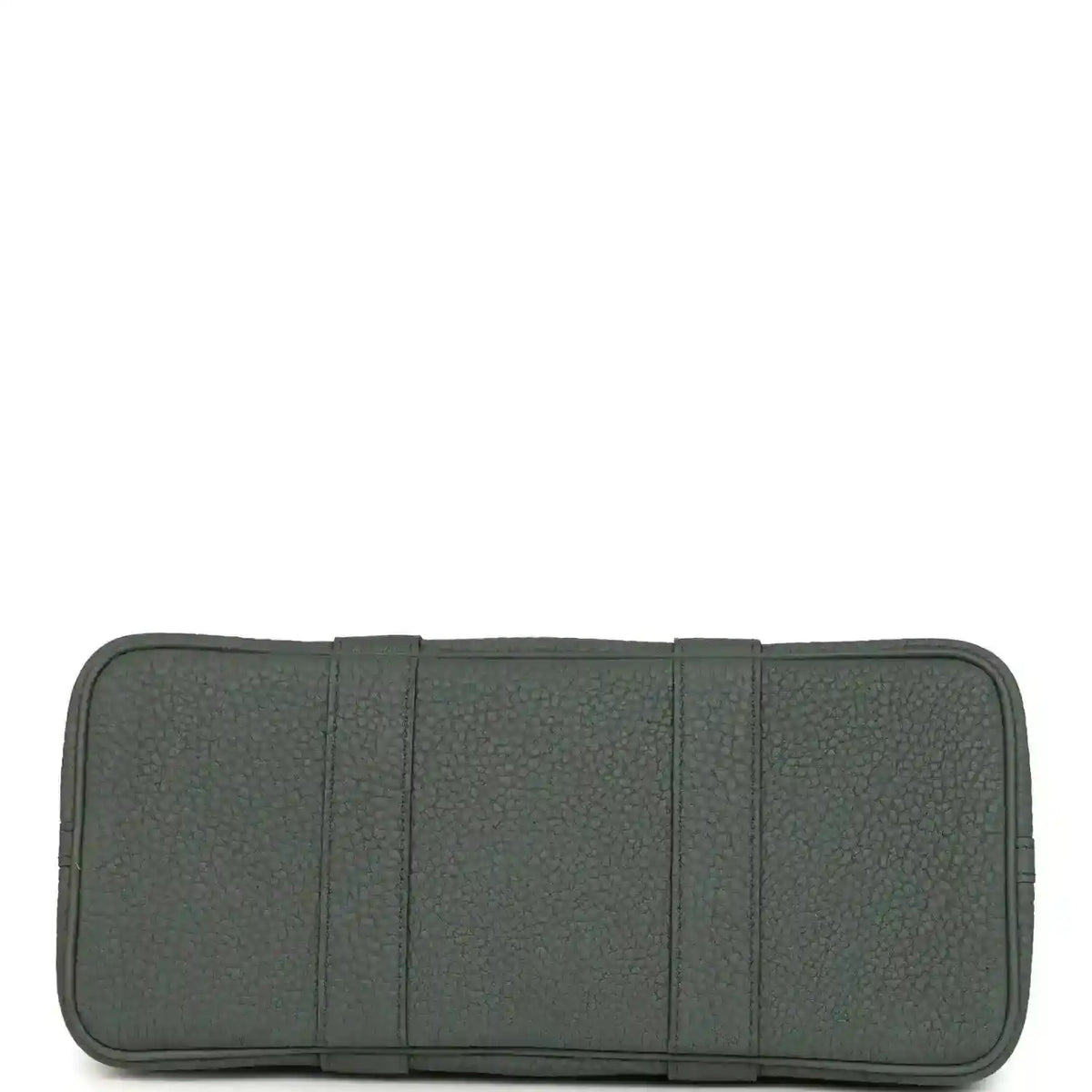 Leather tote bag base and side panels with seam lines, textured dark green