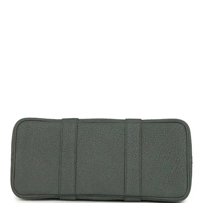Leather tote bag base and side panels with seam lines, textured dark green