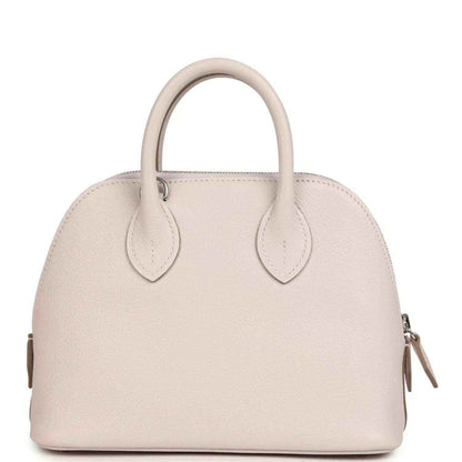 Mauve mini Bolide handbag with two top handles and small side zipper detail