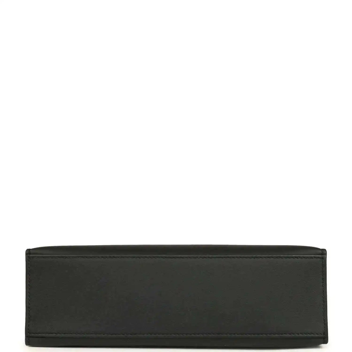 Hermes Kelly pochette handbag back panel in black leather with stitched edges