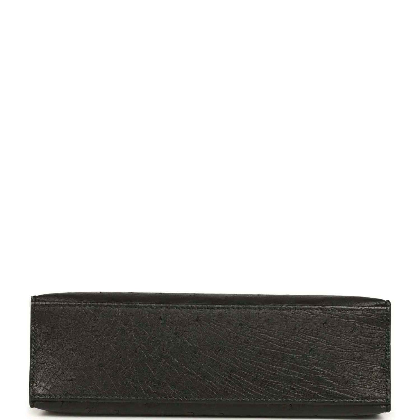 Black ostrich leather clutch back panel with smooth rectangular base