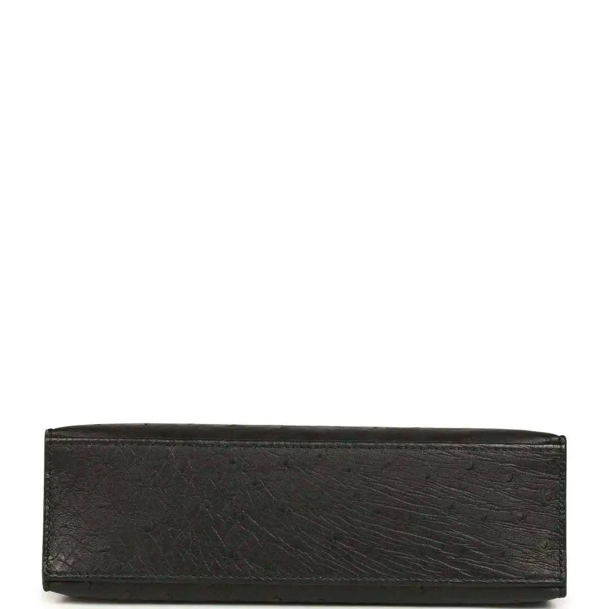 Black ostrich leather clutch back panel with smooth rectangular base