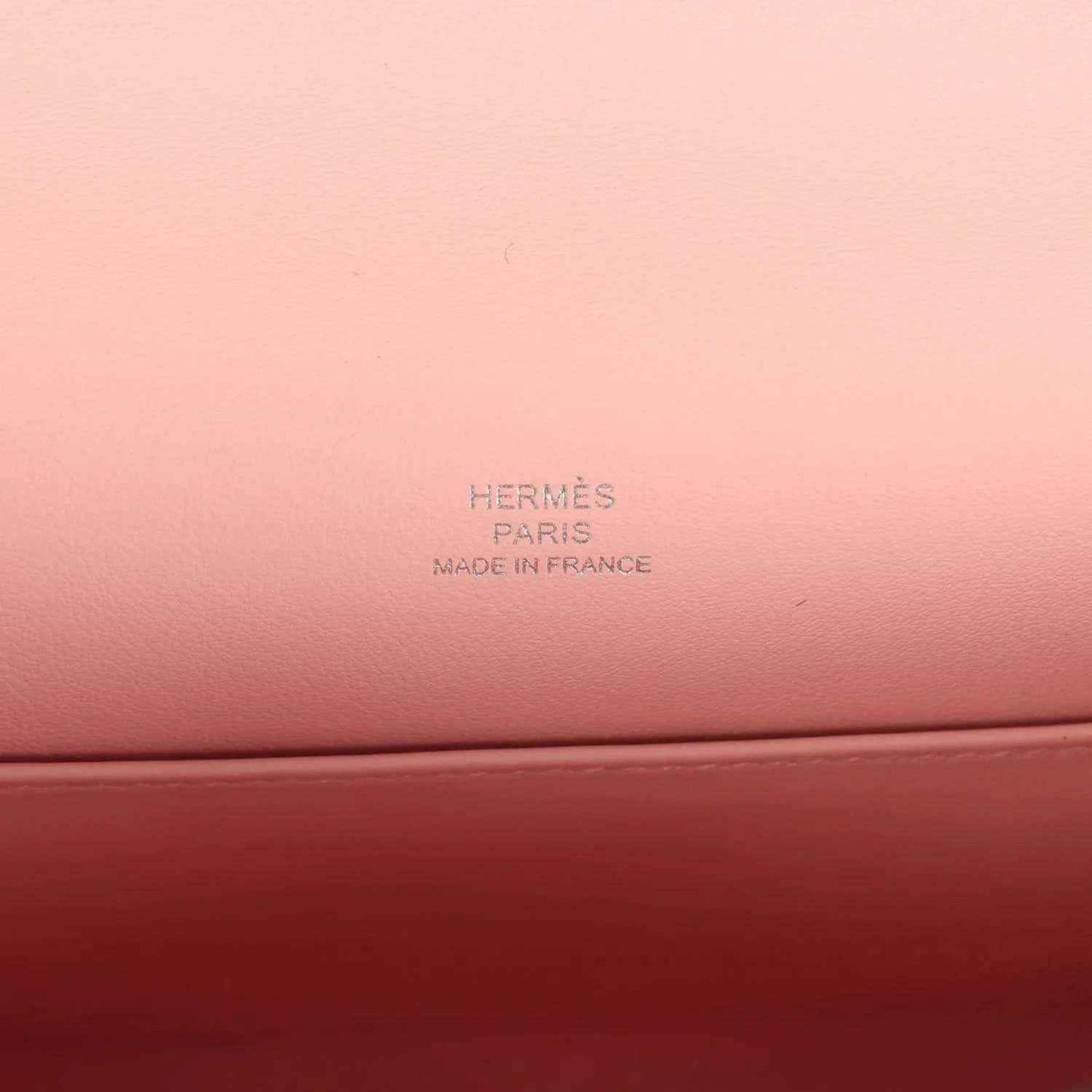 Hermes Paris made in France stamp on rose pink leather