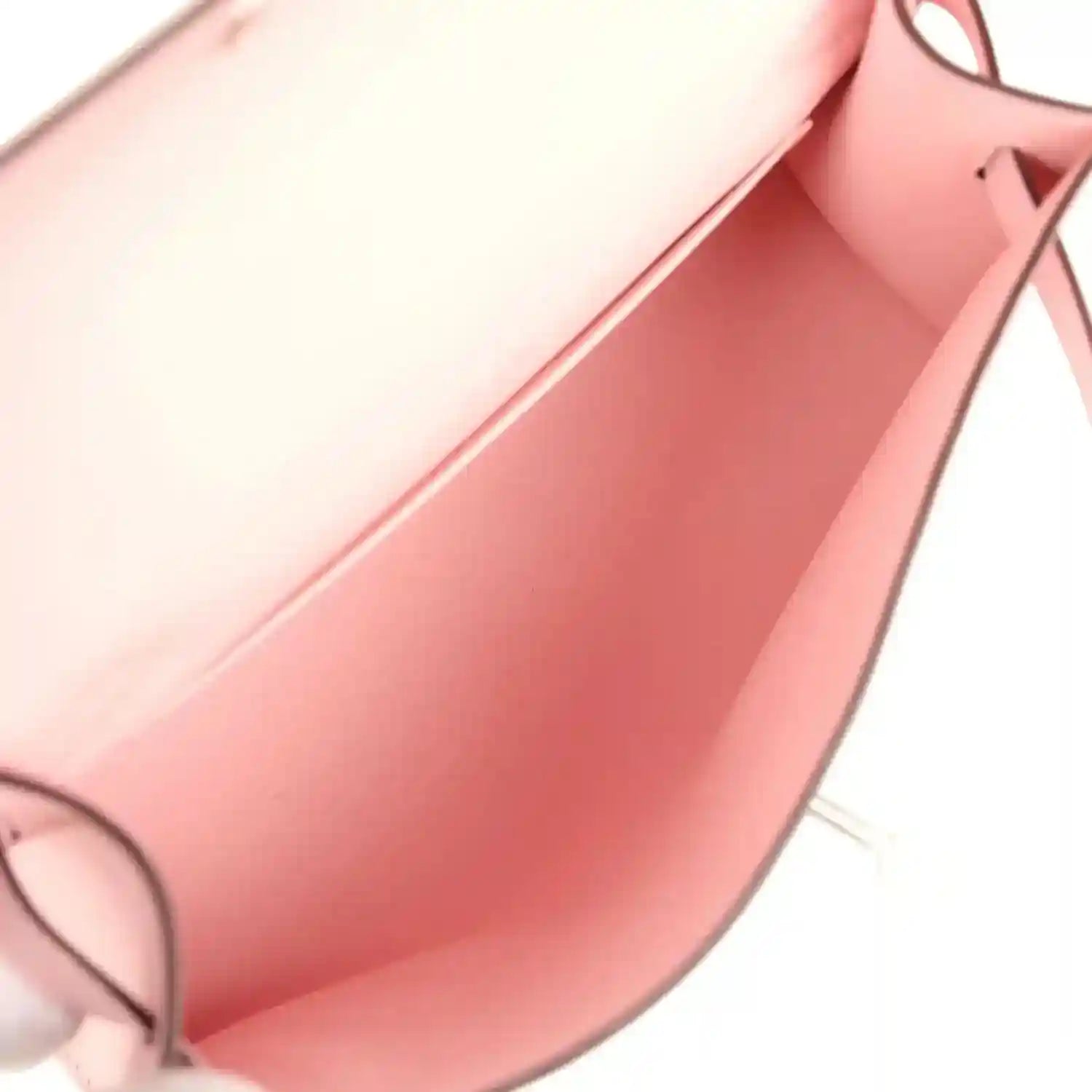 Hermes Kelly pochette interior lined in rose pink leather
