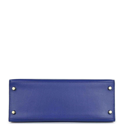 Blue leather handbag base with four corner studs