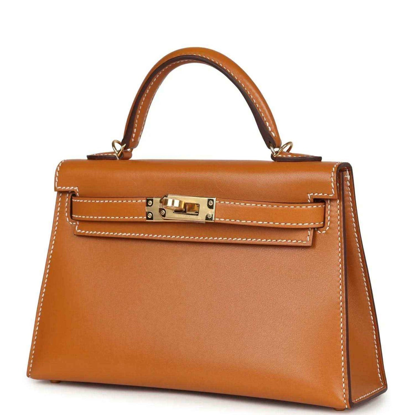 Kelly Sellier 20 handbag tan leather with gold turn-lock, structured sides and handle