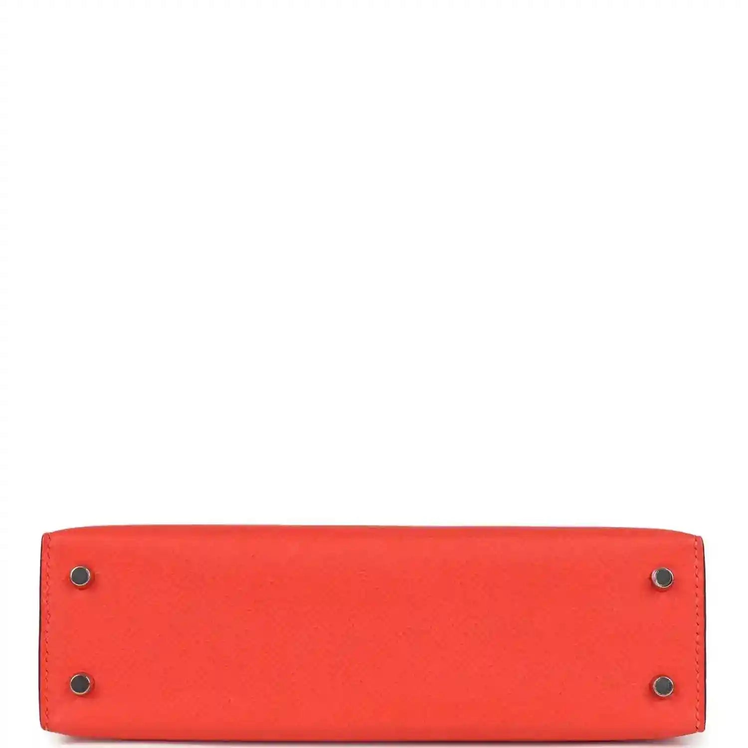 Hermes Kelly Sellier 20 orange-red bag base with four metal feet