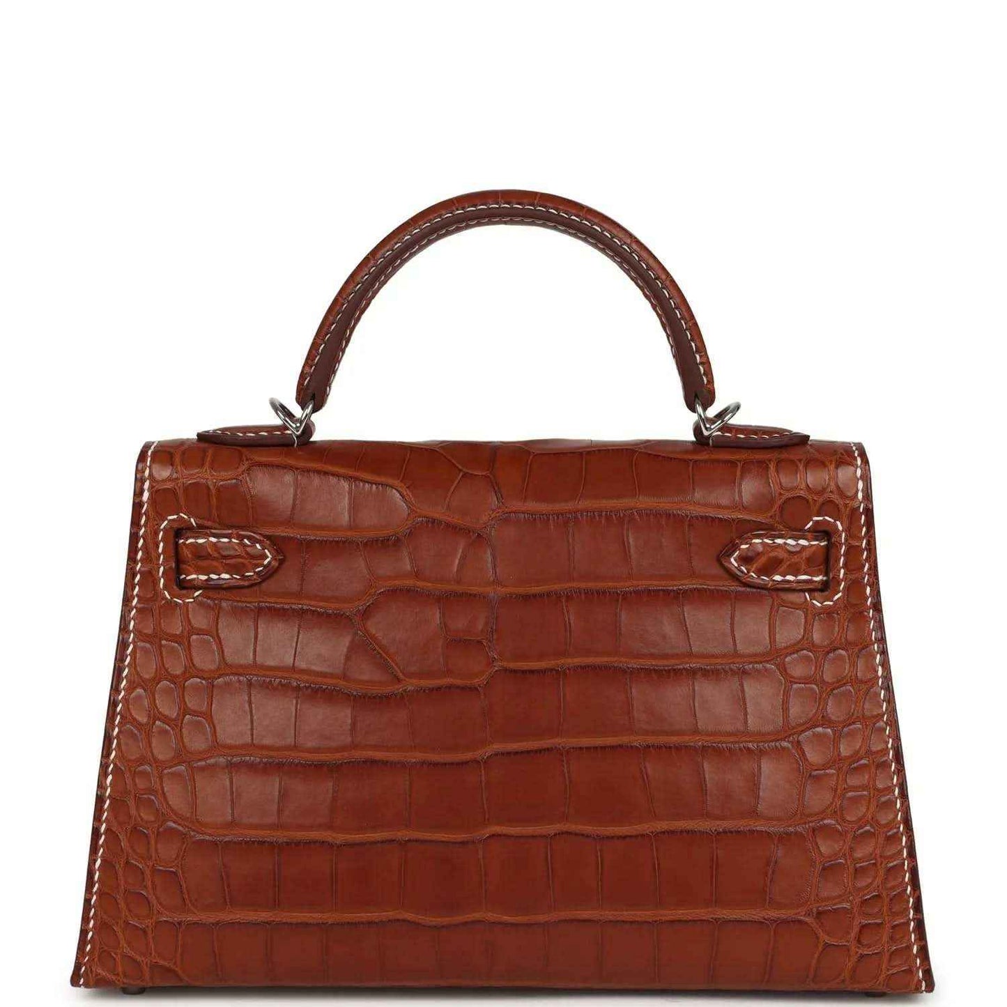 Croc leather Kelly Sellier bag with top handle and front flap with side gussets