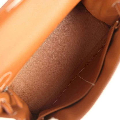 Hermes Kelly Retourne brown leather interior view with stitched seam