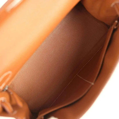 Hermes Kelly Retourne brown leather interior view with stitched seam