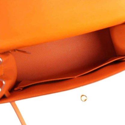 Orange Epsom leather handbag interior with visible seam and lining