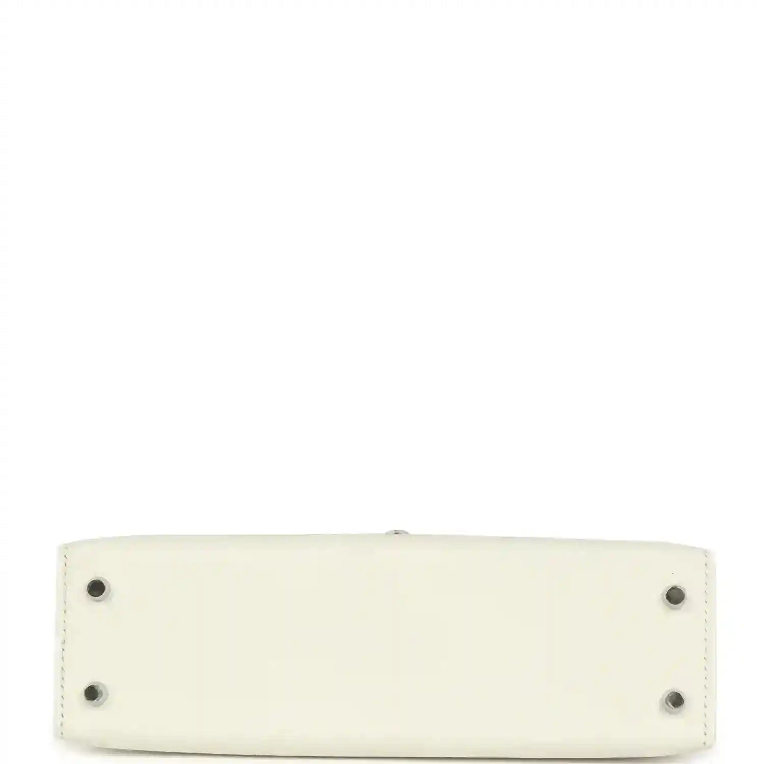 White mini Kelly-style handbag base with four small metal feet
