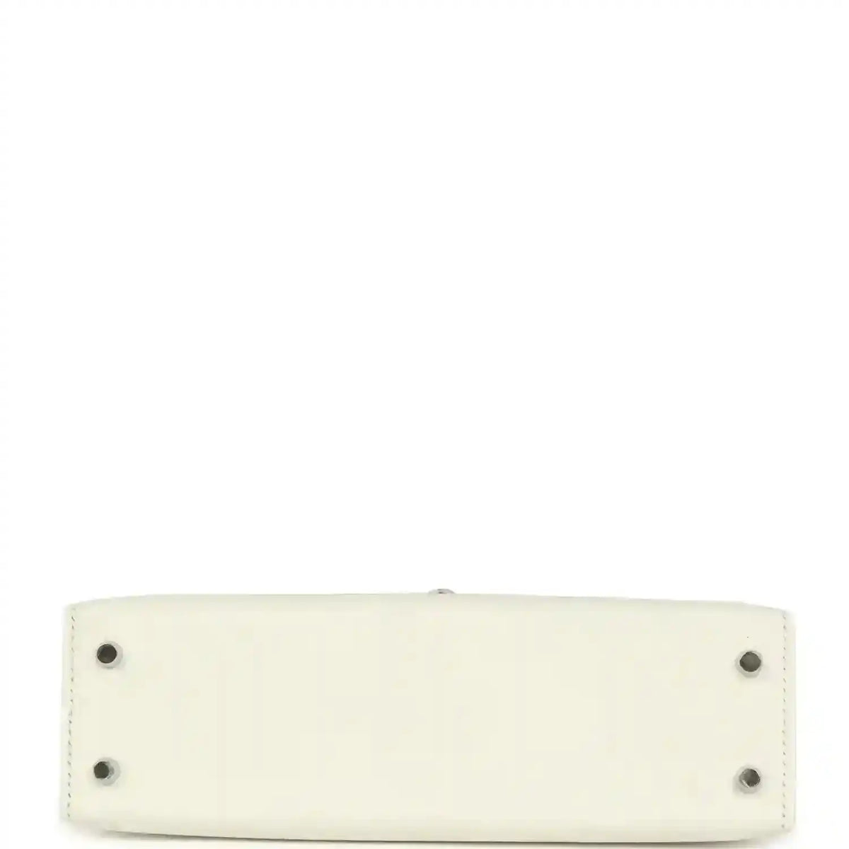 White mini Kelly-style handbag base with four small metal feet