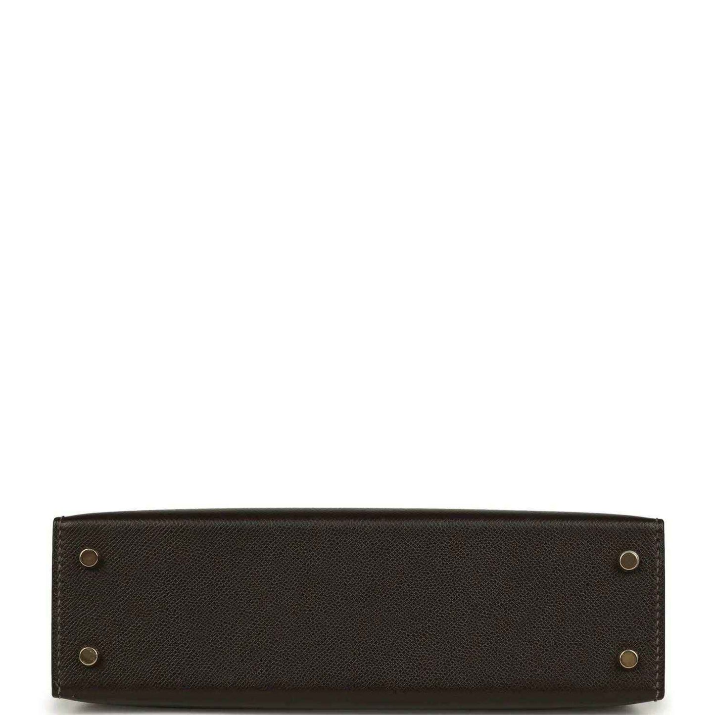 Dark leather mini handbag base with gold-tone studs and structured bottom panel