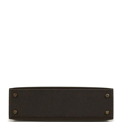 Dark leather mini handbag base with gold-tone studs and structured bottom panel