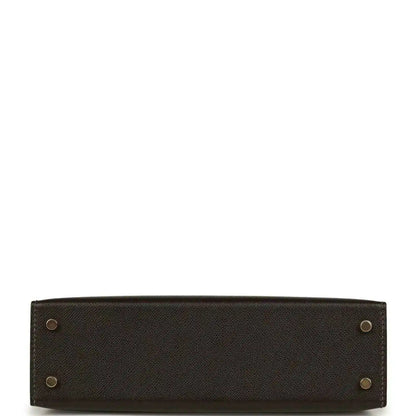 Dark leather mini handbag base with gold-tone studs and structured bottom panel