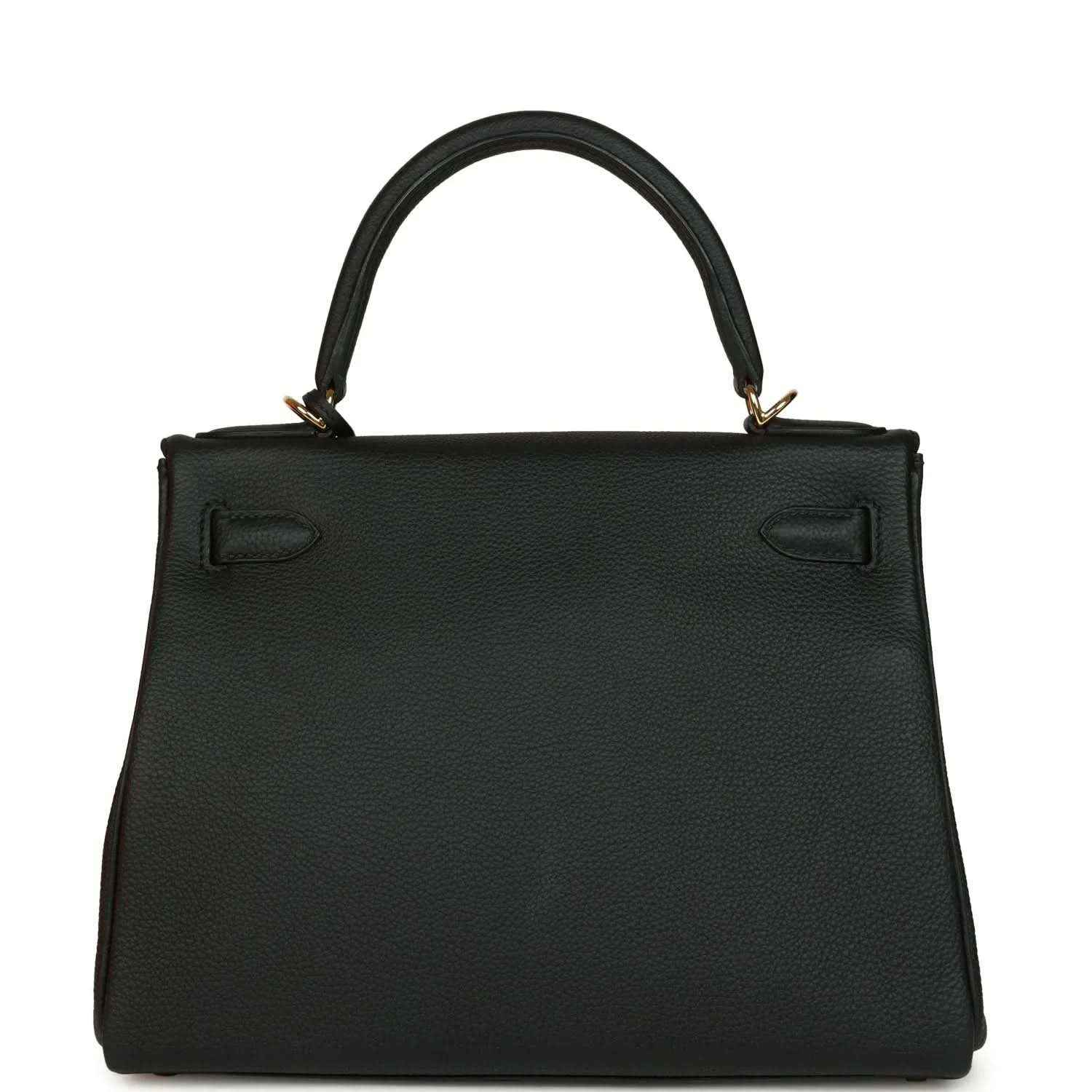 Hermes Kelly Retourne 28 handbag, black Togo leather front panel with signature turnlock