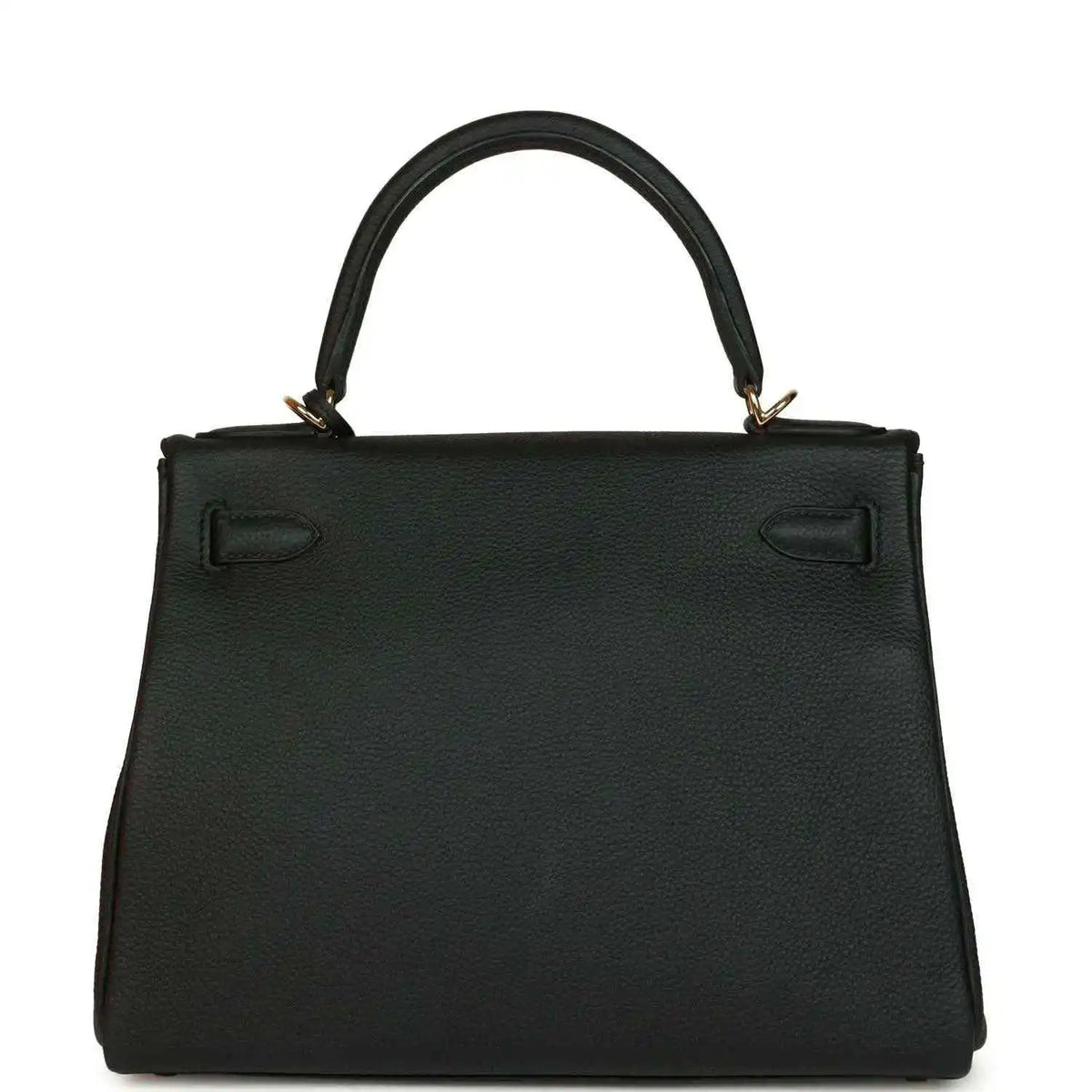 Hermes Kelly Retourne 28 handbag, black Togo leather front panel with signature turnlock