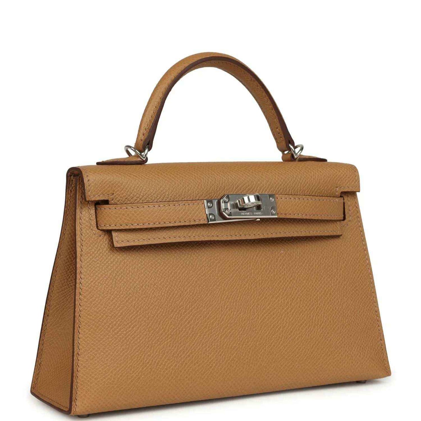 Hermes Kelly Sellier bag in biscuit Epsom leather with front flap and palladium clasp