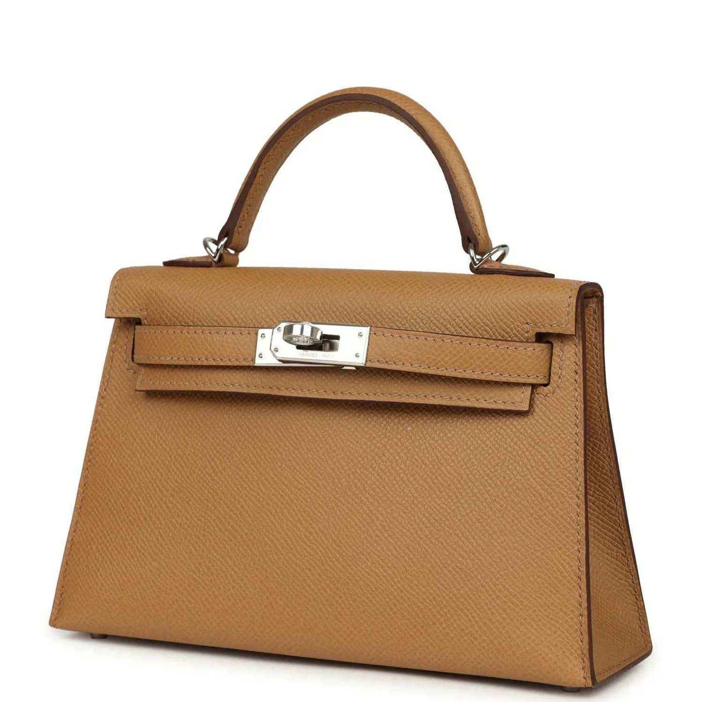 Hermes Kelly Sellier bag in biscuit Epsom leather, front flap with palladium turn-lock