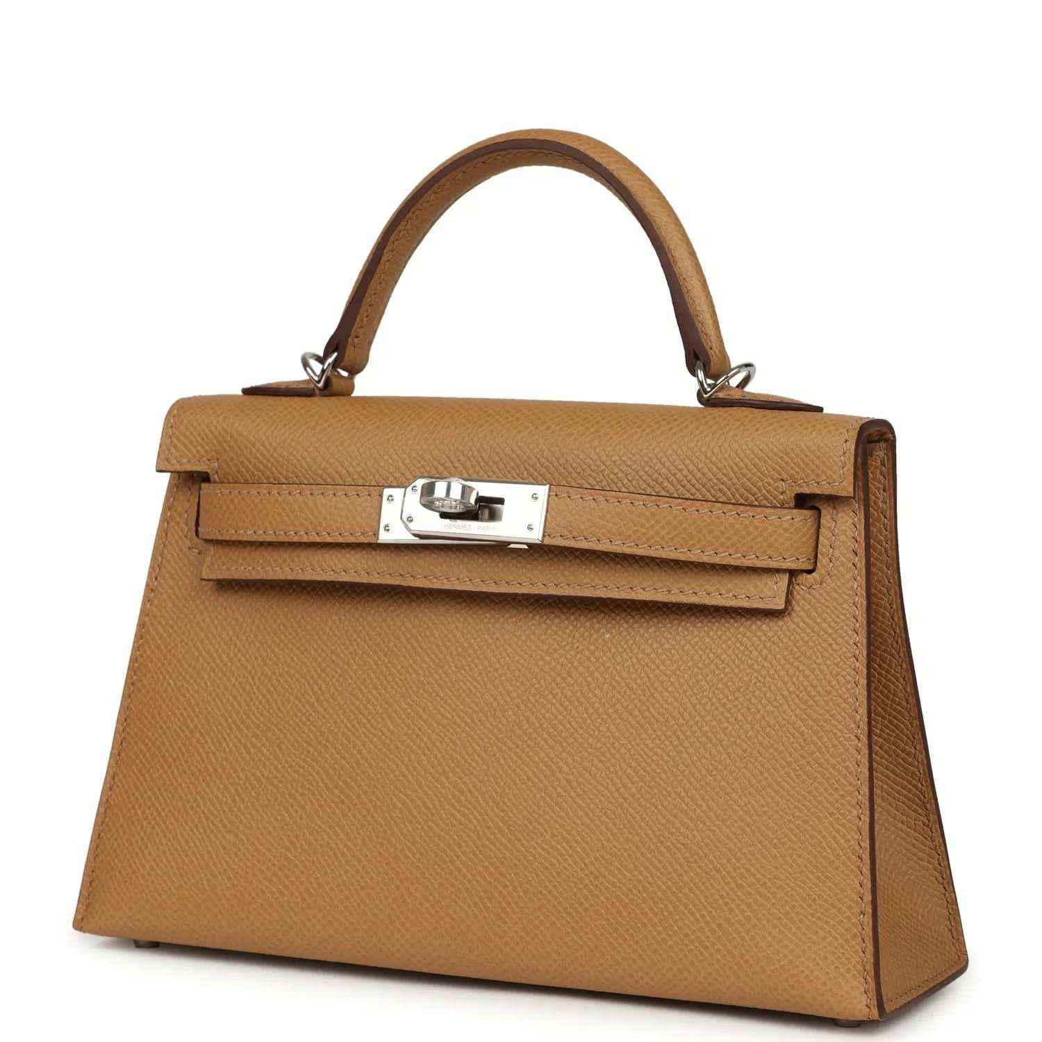 Hermes Kelly Sellier bag in biscuit Epsom leather, front flap with palladium turn-lock